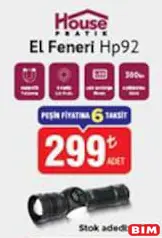 HOUSE PRATİK HP92 EL FENERİ fiyat ve kampanya bilgisi